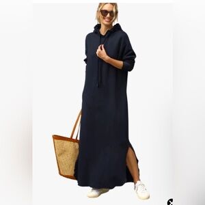 NWOT Frank & Eileen James Triple Fleece Hooded Maxi Dress XS color black